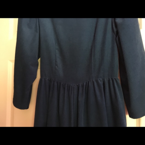 Fine corduroy teal blue dress - Picture 4 of 5